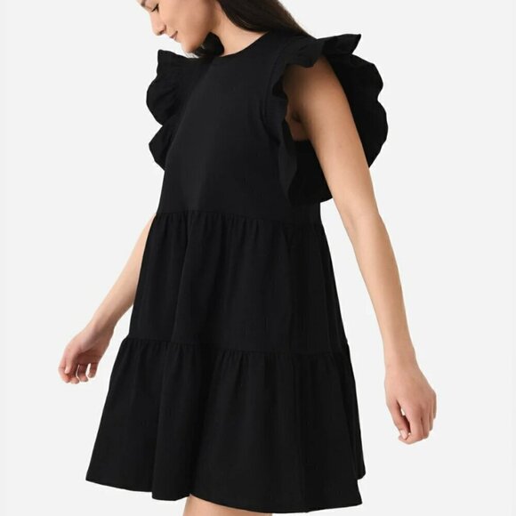 English Factory Plus Size Flutter Sleeve Tiered Ruffled Mini Dress Black 2X - Picture 10 of 10